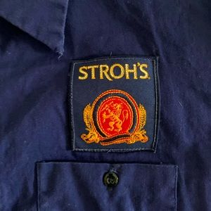Vintage Stroh’s beer brewery work shirt red kap